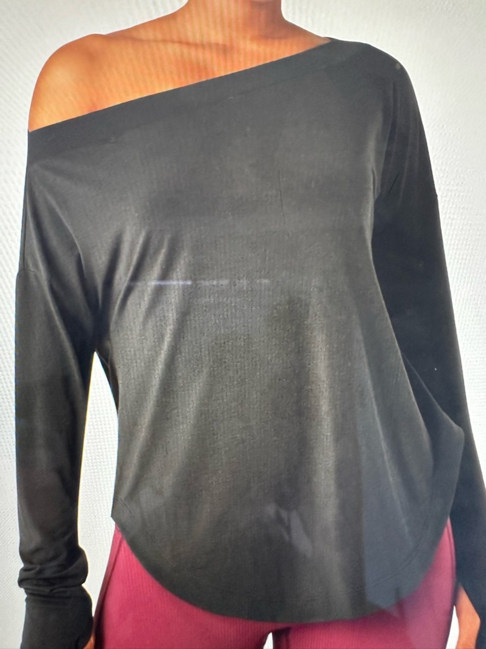 HALARA Off-Shoulder Long Sleeve Top in Black - Picture 6 of 13